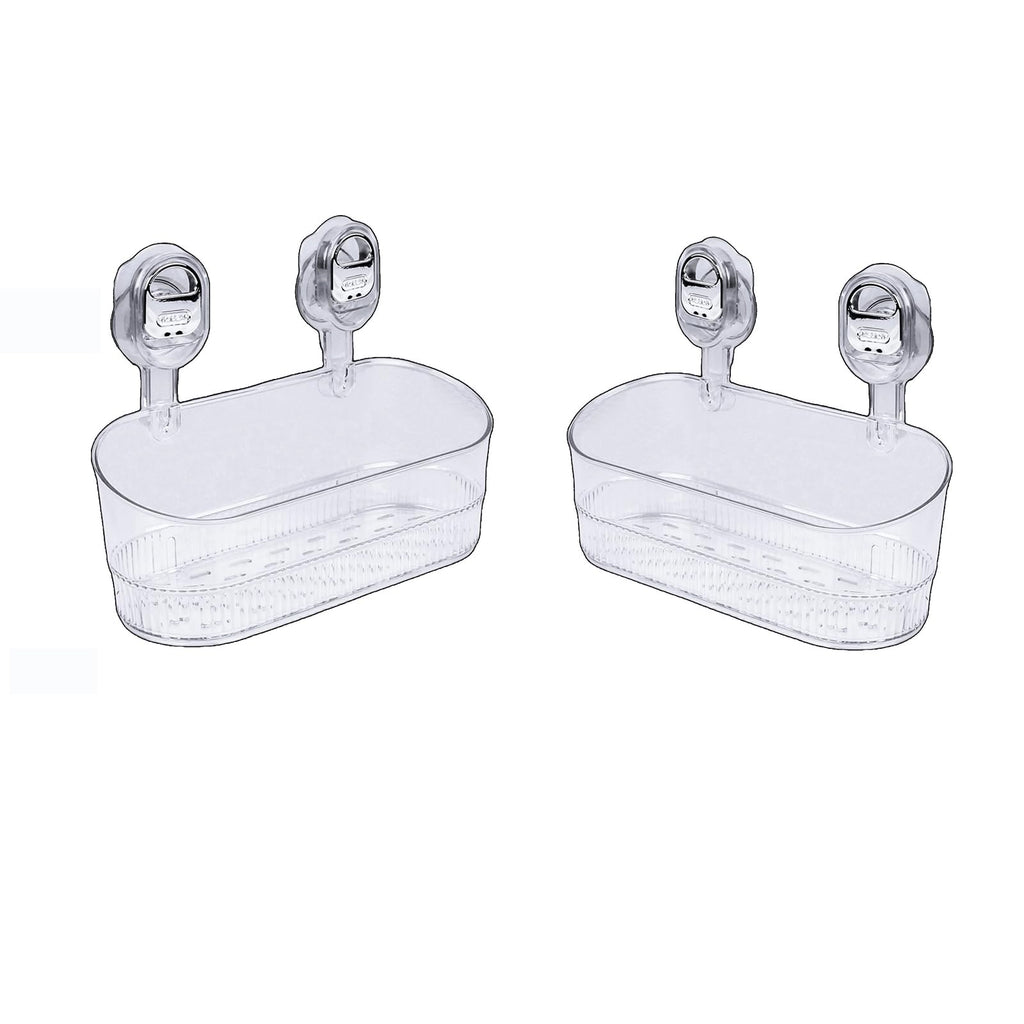 Suction Shower Caddy No Drill, Heavy Duty Bathroom Wall Shelf with Drain