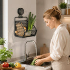 Metal Wire Hanging Storage Basket, Suction Cup Kitchen Basket (A3)