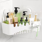 LUXEAR Suction Cup Shower Caddy, No Drilling Shower Caddy, White