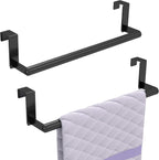 STWWO Over the Door Towel Rack for Kitchen Cabinet Doors, Black