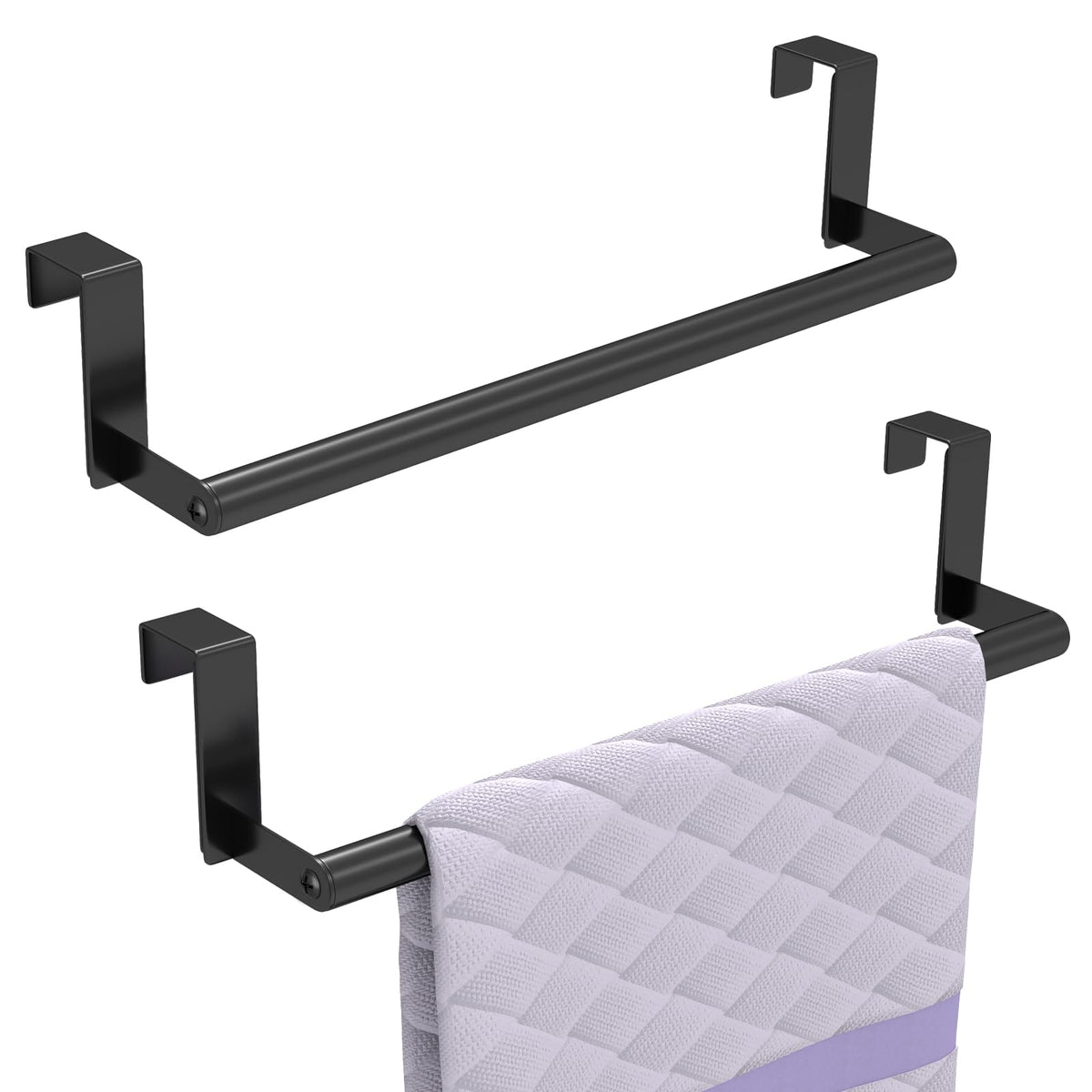 STWWO Over the Door Towel Rack for Kitchen Cabinet Doors, Black