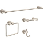 Delta 4-Piece Polished Chrome Bathroom Set Towel Rack, Ring, Toilet Paper Holder, Hook | Nicoli Bath Accessories