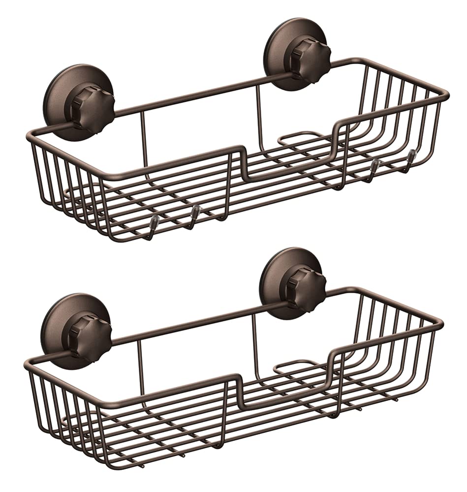 SANNO Suction Cup Shower Caddy Bathroom Caddies Storage Combo Organizer, No Damage Suction Cup,Rustproof Wire Basket for Kitchen Bathroom, Black,pack of 2