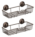 SANNO Suction Cup Shower Caddy Bathroom Caddies Storage Combo Organizer, No Damage Suction Cup,Rustproof Wire Basket for Kitchen Bathroom, Black,pack of 2