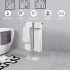 Free Standing Towel Rack - Brushed Nickel Finish with Marble Base