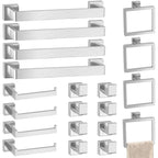 5-Pieces Matte Black Bathroom Accessories Set, 16 Inch Bath Towel Bar Set