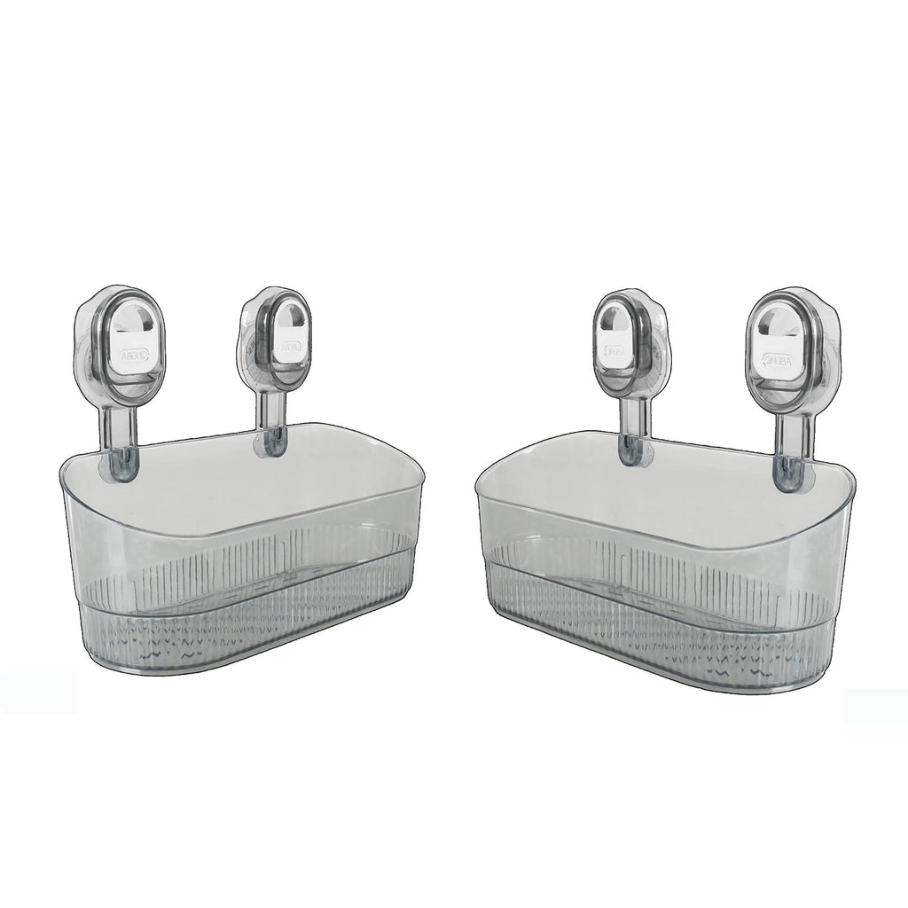 Suction Shower Caddy No Drill, Heavy Duty Bathroom Wall Shelf with Drain