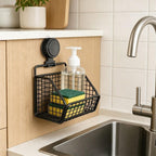Metal Wire Hanging Storage Basket, Suction Cup Kitchen Basket (A3)