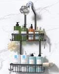 YASONIC Never Rust Shower Caddy Hanging, Aluminum Shower Racks for Inside Shower, 3-Tier Shower Organizer Hanging Over Shower Head with Hooks and Soap Holder, Silver