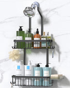 YASONIC Never Rust Shower Caddy Hanging, Aluminum Shower Racks for Inside Shower, 3-Tier Shower Organizer Hanging Over Shower Head with Hooks and Soap Holder, Silver