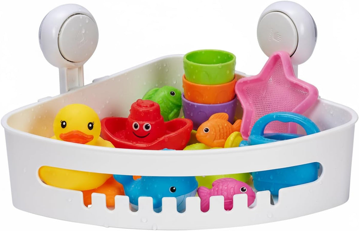 Bath Toy Storage Organizer,Kids Bathtub Toy Holder with Drain Holes,Shower Caddy for Bathtub,No Drilling Corner Shower Caddy Suction Cup,Waterproof Storage Basket for Bathroom,Kitchen