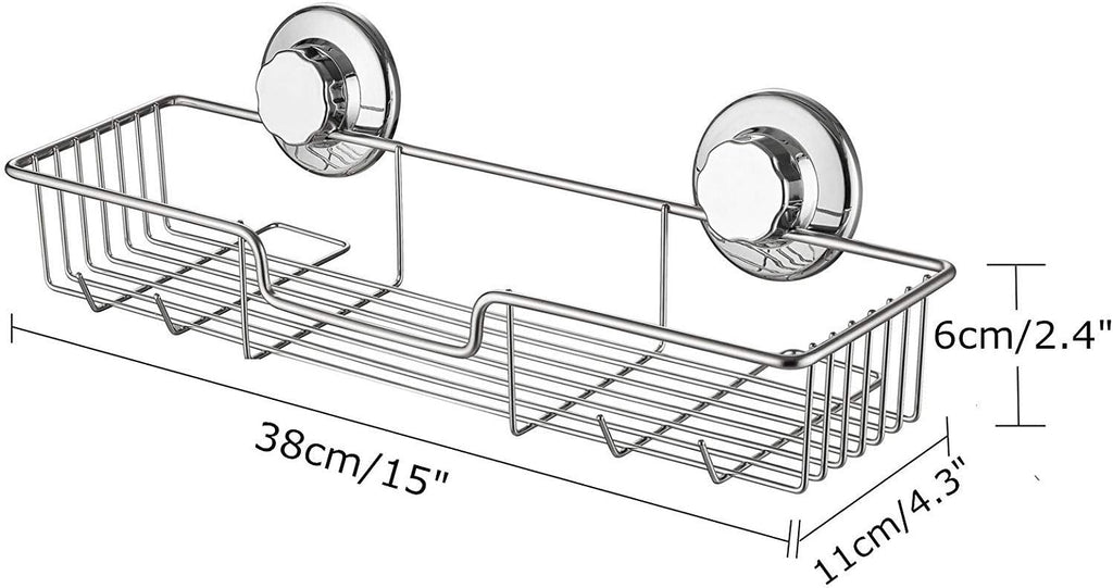 iPEGTOP L-4 Strong Suction Cup Shower Caddy Bath Shelf Storage, Combo Organizer Basket for Shampoo, Soap, Conditioner, Razor Bathroom Accessories - Rustproof Stainless Steel, Chrome