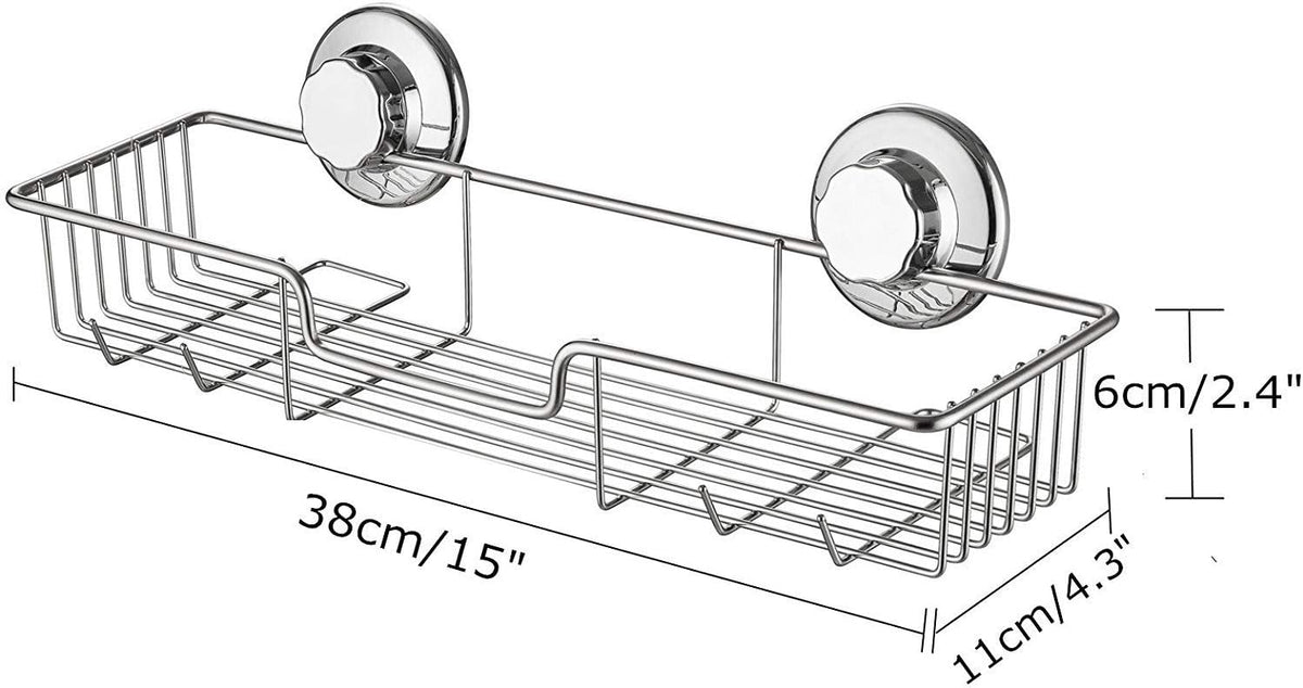 iPEGTOP L-4 Strong Suction Cup Shower Caddy Bath Shelf Storage, Combo Organizer Basket for Shampoo, Soap, Conditioner, Razor Bathroom Accessories - Rustproof Stainless Steel, Chrome