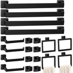 5-Pieces Matte Black Bathroom Accessories Set, 16 Inch Bath Towel Bar Set