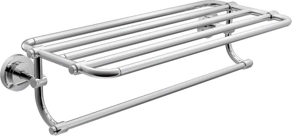 Moen Iso Chrome 24-Inch Wide Bathroom Hotel-Style Towel Shelf with Towel Bar, DN0794CH