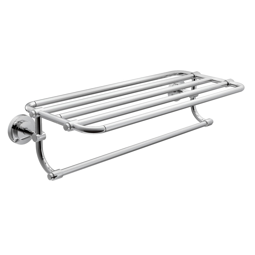 Moen Iso Chrome 24-Inch Wide Bathroom Hotel-Style Towel Shelf with Towel Bar, DN0794CH