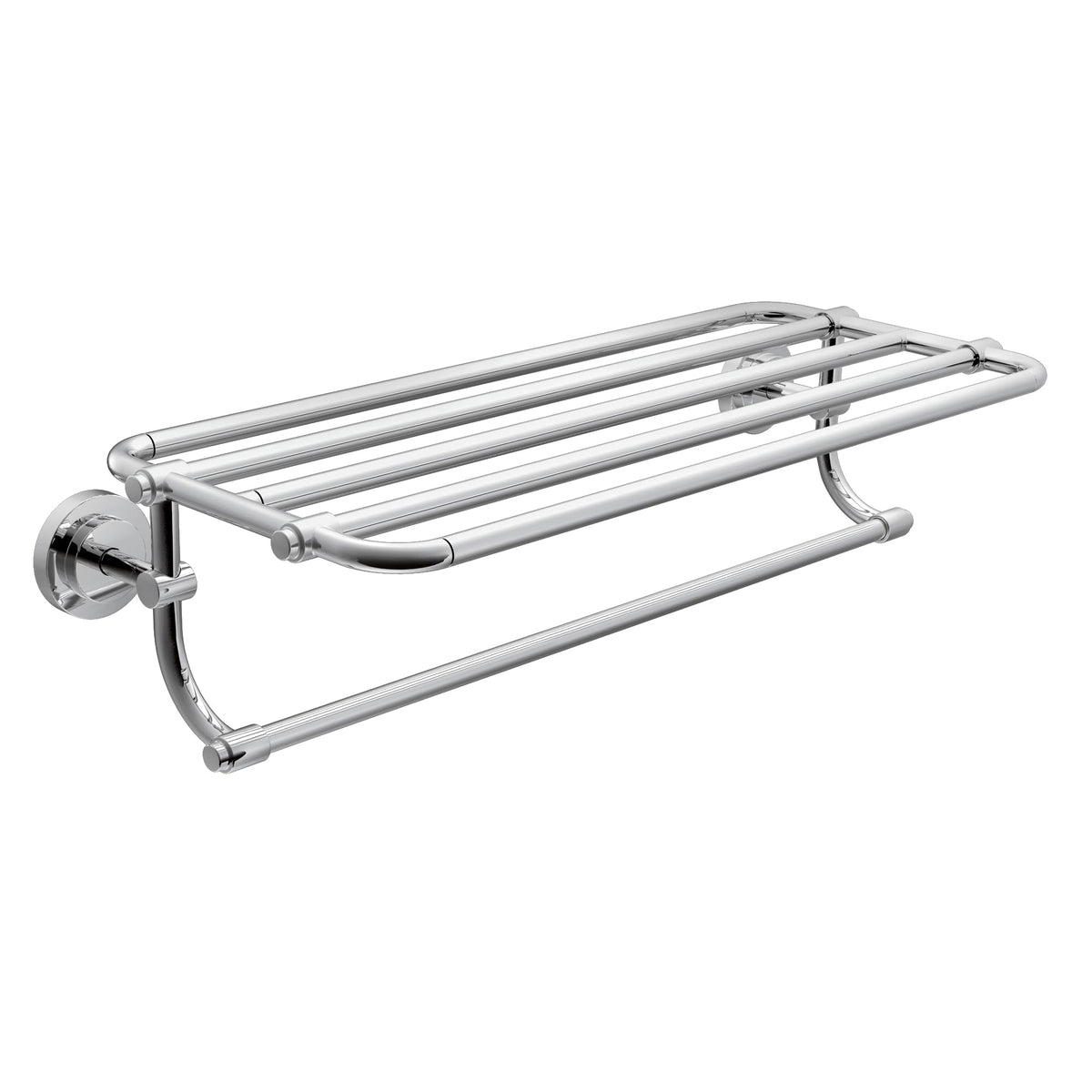 Moen Iso Chrome 24-Inch Wide Bathroom Hotel-Style Towel Shelf with Towel Bar, DN0794CH