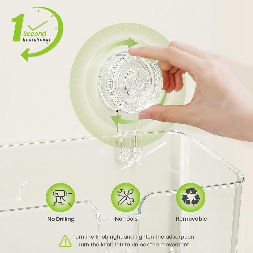 LUXEAR Shower Caddy Suction Cup, No Drilling Strong Hold Shower Organizer with Hooks & Soap Dish Fast Draining Removable Reusable Bathroom Storage Shelf Friendly for Bathroom/Kitchen/RV 22LBS Capacity