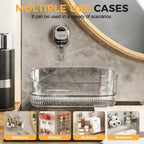 No Drill Bathroom Storage Basket, Suction Cup Shower Shelf, Wall Mounted Organizer for Bathroom Kitchen Home Storage (Transparent)
