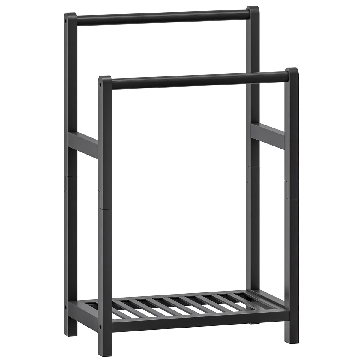 HOOBRO Freestanding Towel Rack for Bathroom, 2 Tier Decorative Bamboo Blanket Rack, Quilt Display Stand with Storage Shelf, 16.5" L x 9.4" W x 30.5" H, Bedroom, Living Room, Natural Color YL02LB01