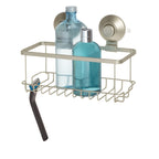 iDesign Push-Lock Suction Shower Basket, Satin