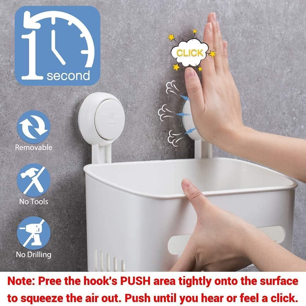 ilikable Shower Caddy Suction Cup Heavy Duty, Removable Shower Organizer Shelves for Inside Shower Max Hold 22lbs, No Drilling Waterproof Suction Storage Basket for Bathroom Storage Home & Kitchen