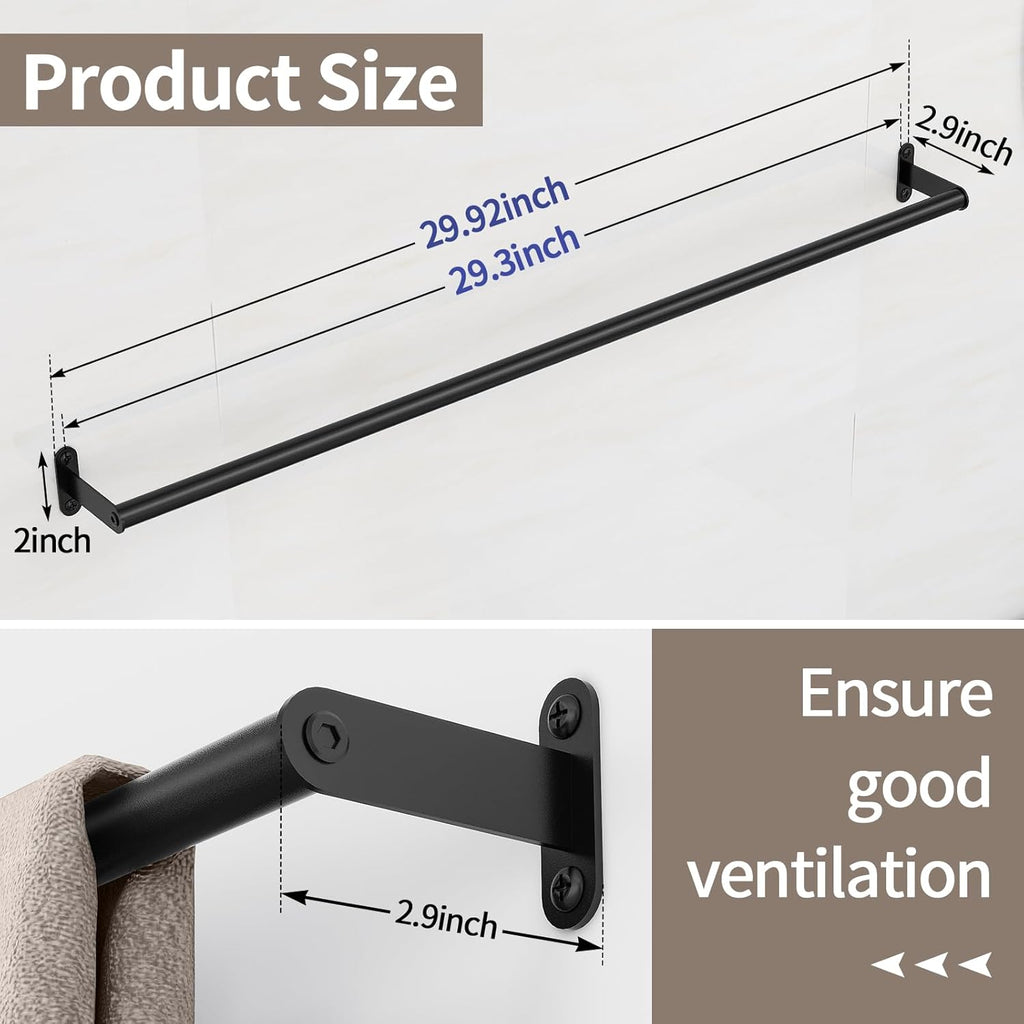 JUYSON Towel Bar for Bathroom, 30 Inch Single Towel Rack, Matte Black