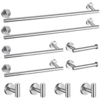 TURS Brushed Gold 5 Piece Bathroom Hardware Set, SUS304 Stainless Steel 24 Inch Bath Towel Bar Set, Round Bathroom Accessories Kit Wall Mounted
