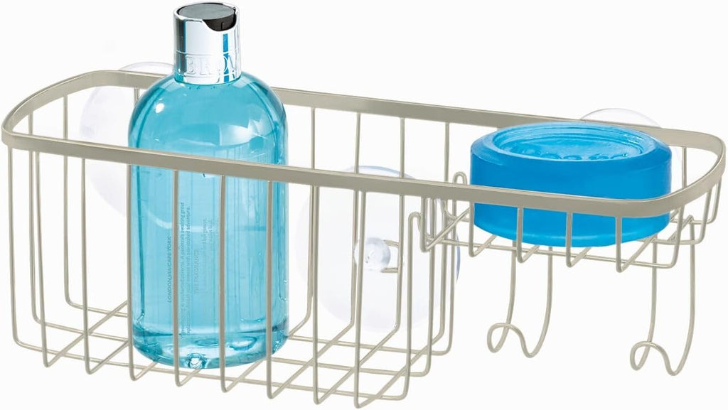 iDesign Gia Polished Stainless Steel Suction Combo Organizer Basket