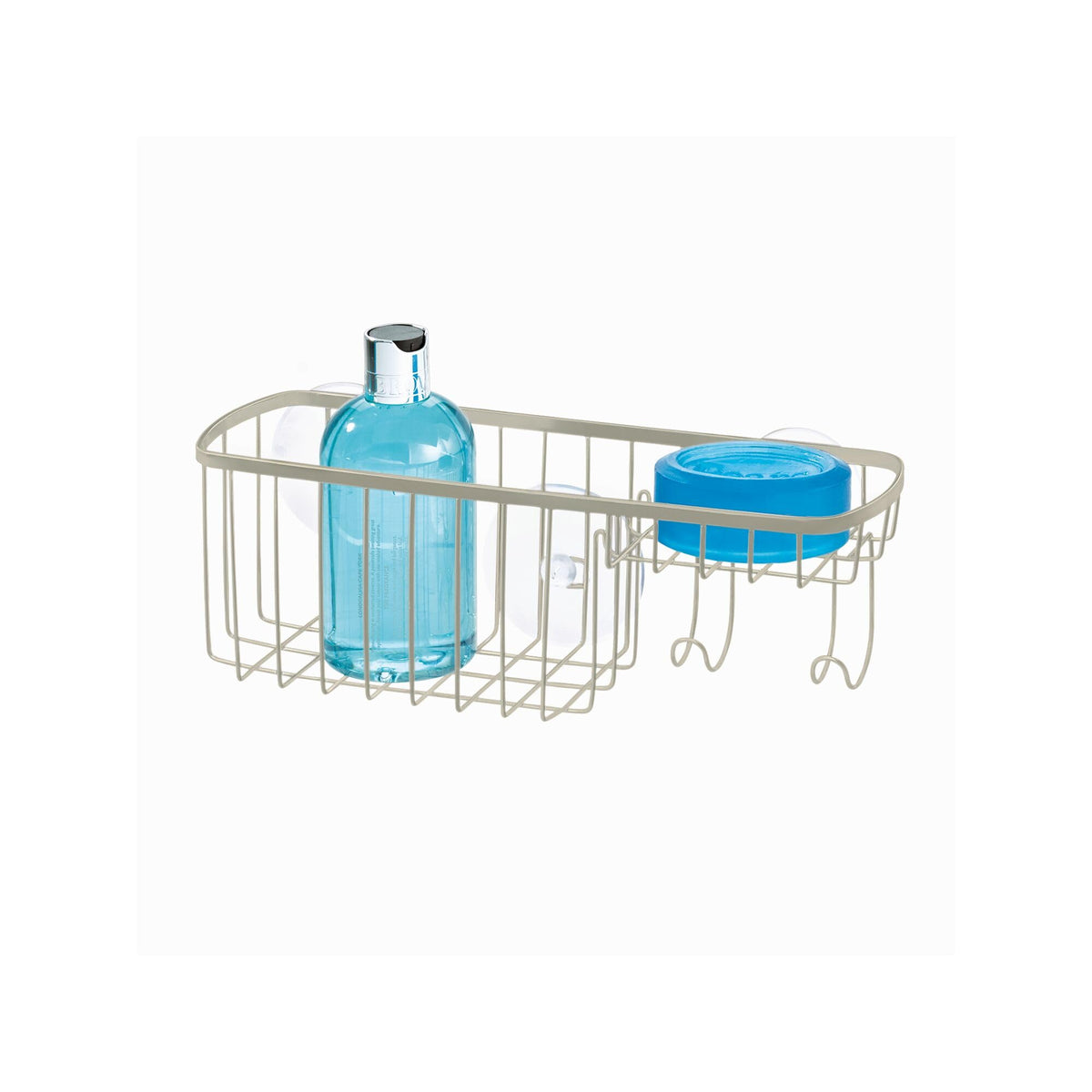 iDesign Gia Polished Stainless Steel Suction Combo Organizer Basket