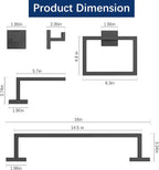 Gypie Bathroom Hardware Accessories Set, 5-Piece 16In Black Wall Mounted