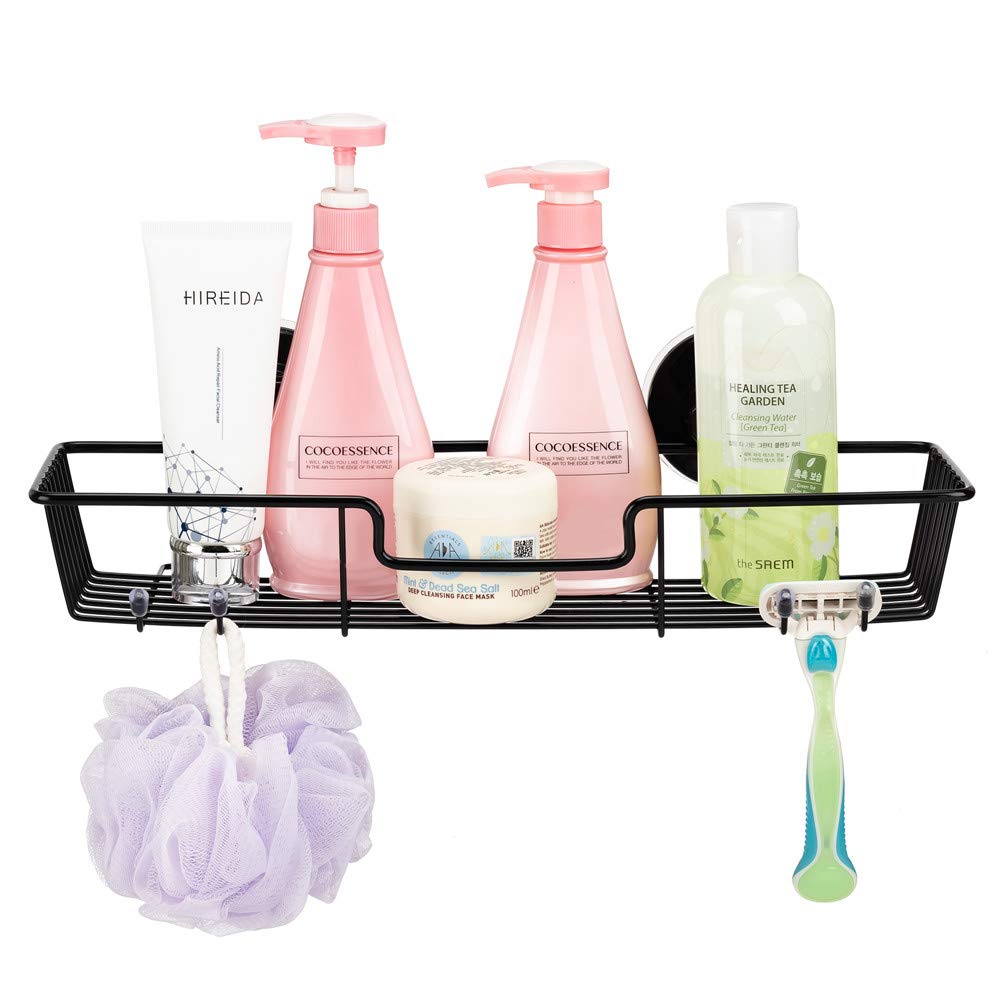 SANNO Suction Cup Shower Caddy Bathroom Caddies Storage Combo Organizer, No Damage Suction Cup,Rustproof Wire Basket for Kitchen Bathroom, Black,pack of 2