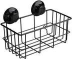 SANNO Suction Cup Shower Caddy Adhesive Deep Bathroom Basket Bath Organizer Kitchen Storage Basket for Gel Holder Bathroom Storage Shampoo, Conditioner,Stainless Steel