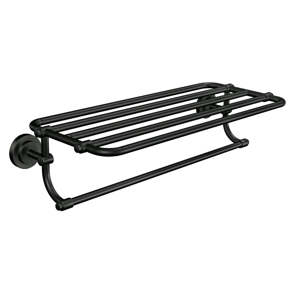 Moen Iso Chrome 24-Inch Wide Bathroom Hotel-Style Towel Shelf with Towel Bar, DN0794CH