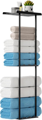 3-Tier Wall Mounted Towel Rack for Bathroom Storage，Black
