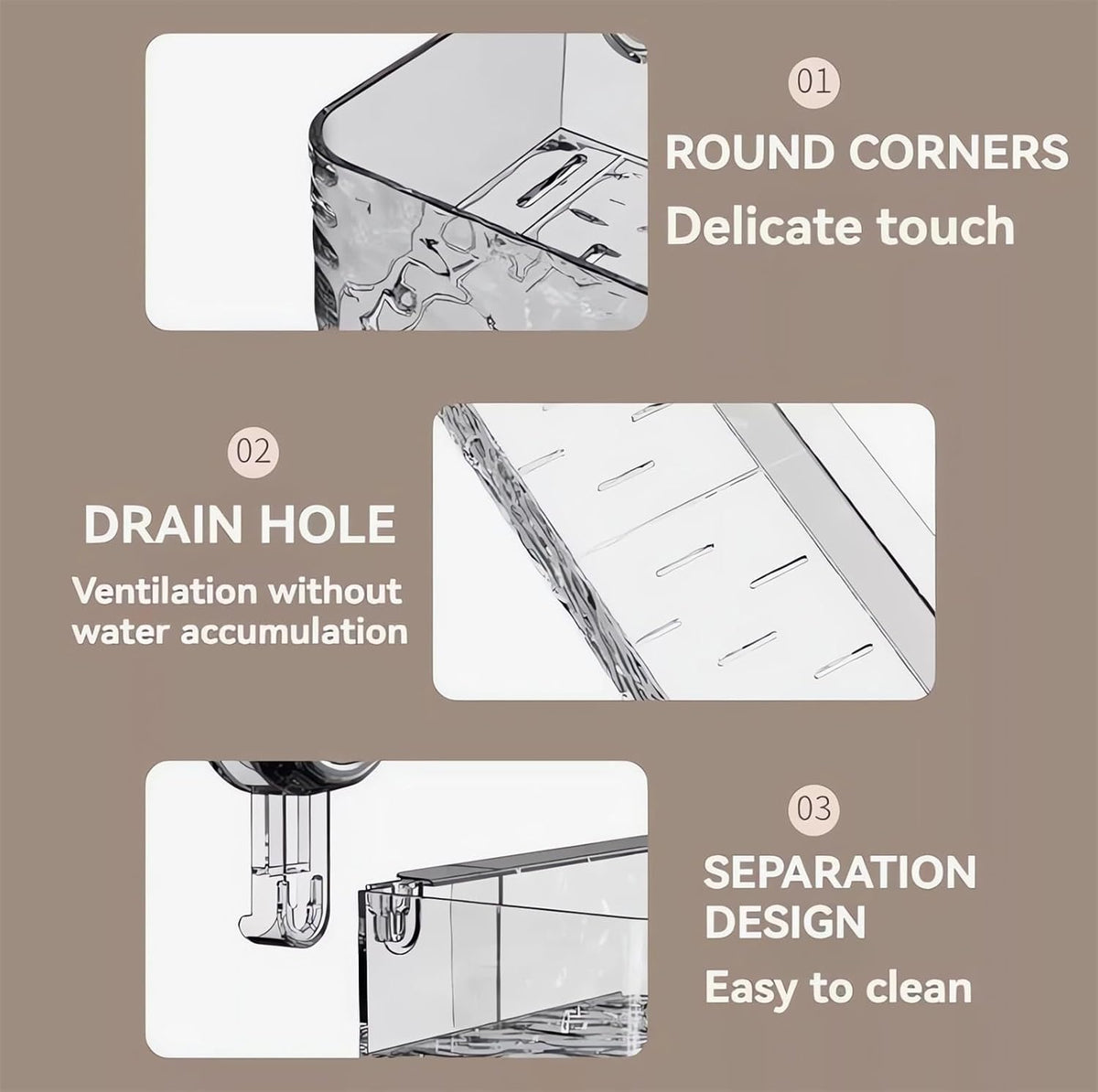 Corrugated Suction Cup Storage Holder Corner Shower Caddy Large Organizer Bathroom Shelf Clear Acrylic Shower Tray Shelves Inside Floating Shower Wall Shelf Bath Basket Rack Heavy Duty (Corner-Grey)