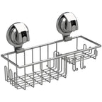 TESOT Suction Cup Shower Shelf, Shower Caddy Soap Dish with Hooks for Sponge, Rust Proof 304 Stainless Steel, Silver