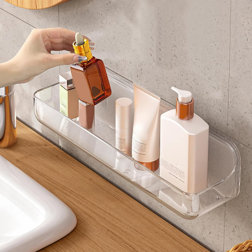 Diesisa Acrylic Wall Mounted Shower Caddy, Large, Adhesive Bathroom Shelves