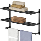 Bethom Bathroom Towel Rack with Bars, 24 Inch Towel Shelf, Brushed Nickel