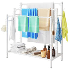 HavenlyYouth 3 Tier Towel Rack with Large Storage & 6 Hooks, Blanket Rack for Oversized Bath Towels, Free Standing Pool Towel Rack Stand for Bathroom Pool Indoor/Outdoor, 35.8" H x 31.5" L x 11.8" W