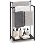 16.9" W Freestanding Towel Rack with Rustic Brown Wood Shelf