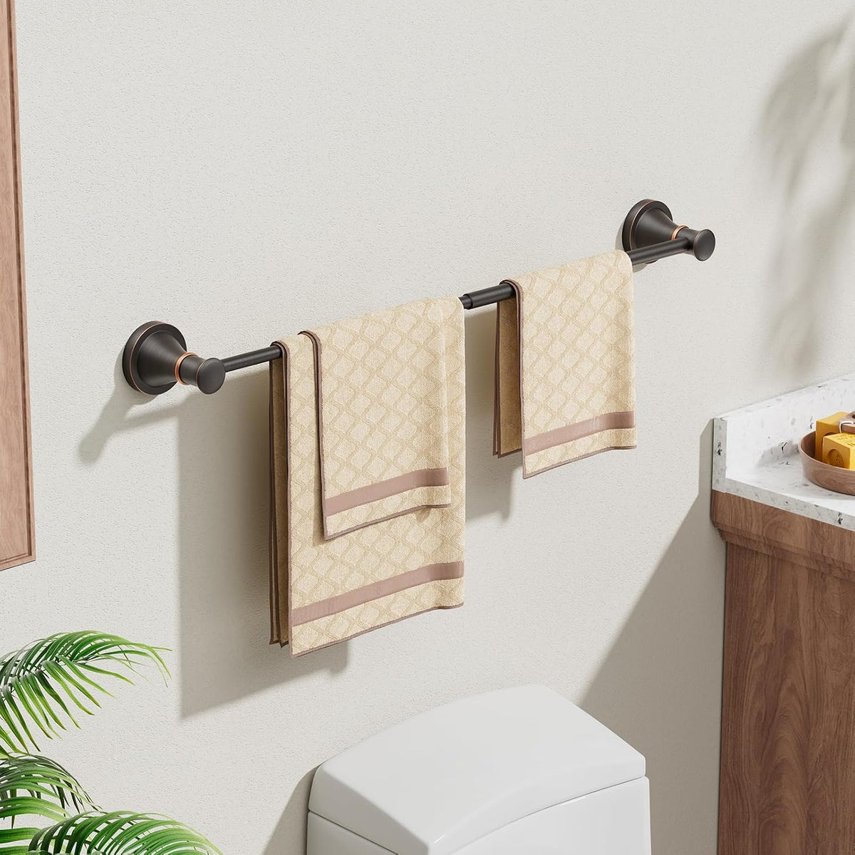 BESy Towel Racks for Bathroom Wall Mounted Bath Towel Bar Oil Rubbed Bronze