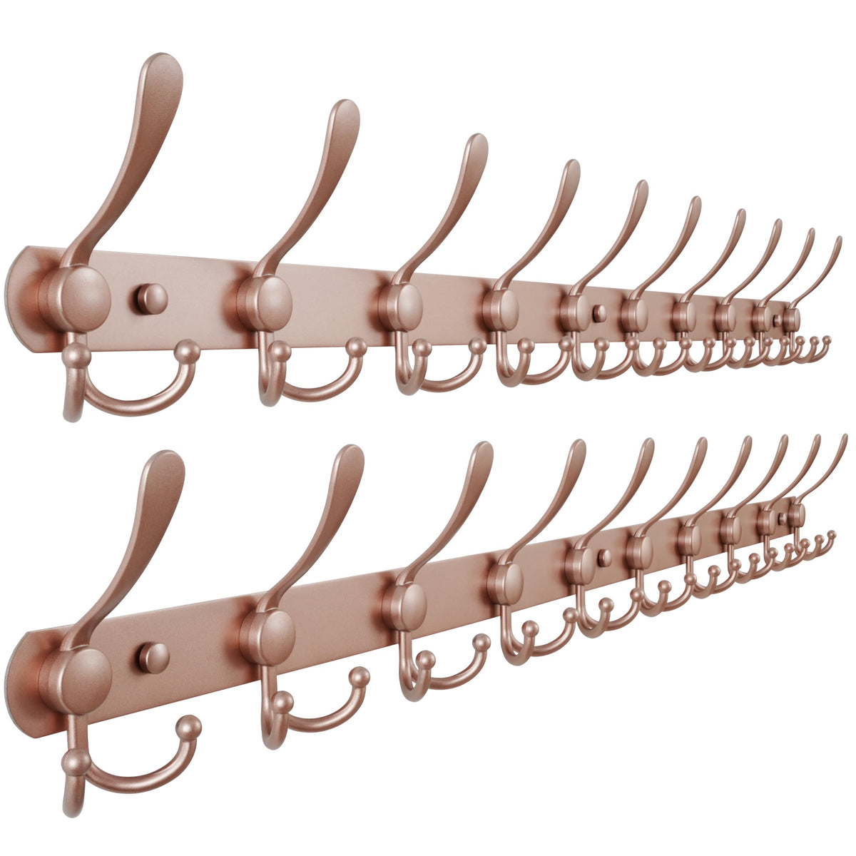 Dseap Coat Rack Wall Mounted - 5 Tri Hooks, Heavy Duty, Stainless Steel, Metal Coat Hook Rail for Coat Hat Towel Purse Robes Mudroom Bathroom Entryway (Black, 2 Packs)