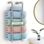 STWWO Towel Racks for Bathroom, Bathroom Towel Storage Wall Mounted 30 inch with Shelf Can Holds 6 Large Towels, Wall Towel Rack for Rolled Towels, Black