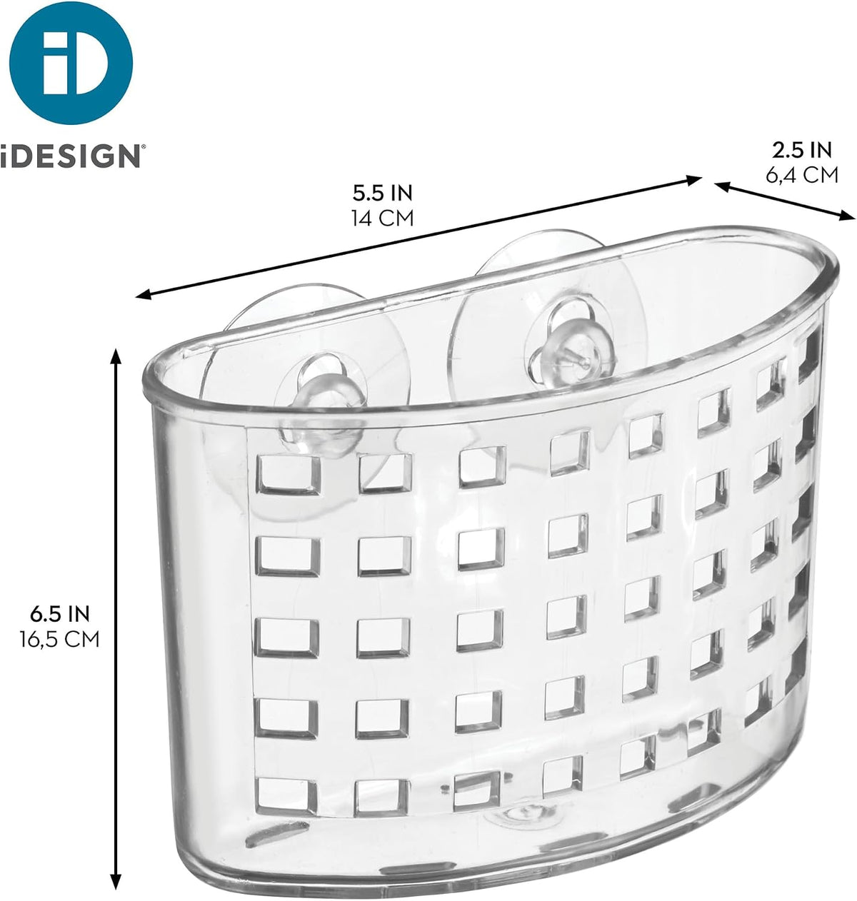 iDesign Suction Cup Shower Caddy Basket, Set of 2, Clear