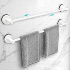 Adjustable Suction Cup Towel Bar for Bathroom Wall,14.6Inch~24 Inch Towel Racks for Bathroom,Stainless Steel Bath Towel Holder for Shower(Matte Black)