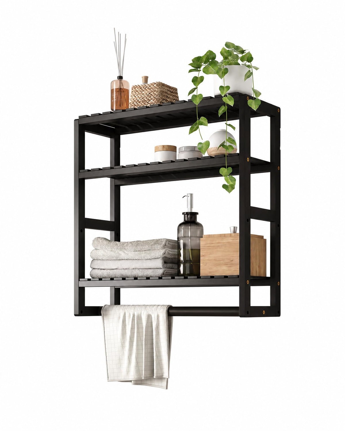 Galood Over The Toilet Storage Bathroom Shelves Wall Mounted 3 Tier Black