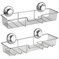 SANNO Suction cups Shower Caddy Soap Dish Double Bath Hook-Bath Organizer Kitchen Storage Basket for Shampoo, Conditioner, Soap- Anti Rust stainless steel (set of 3)