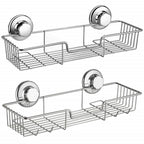 SANNO Suction cups Shower Caddy Soap Dish Double Bath Hook-Bath Organizer Kitchen Storage Basket for Shampoo, Conditioner, Soap- Anti Rust stainless steel (set of 3)