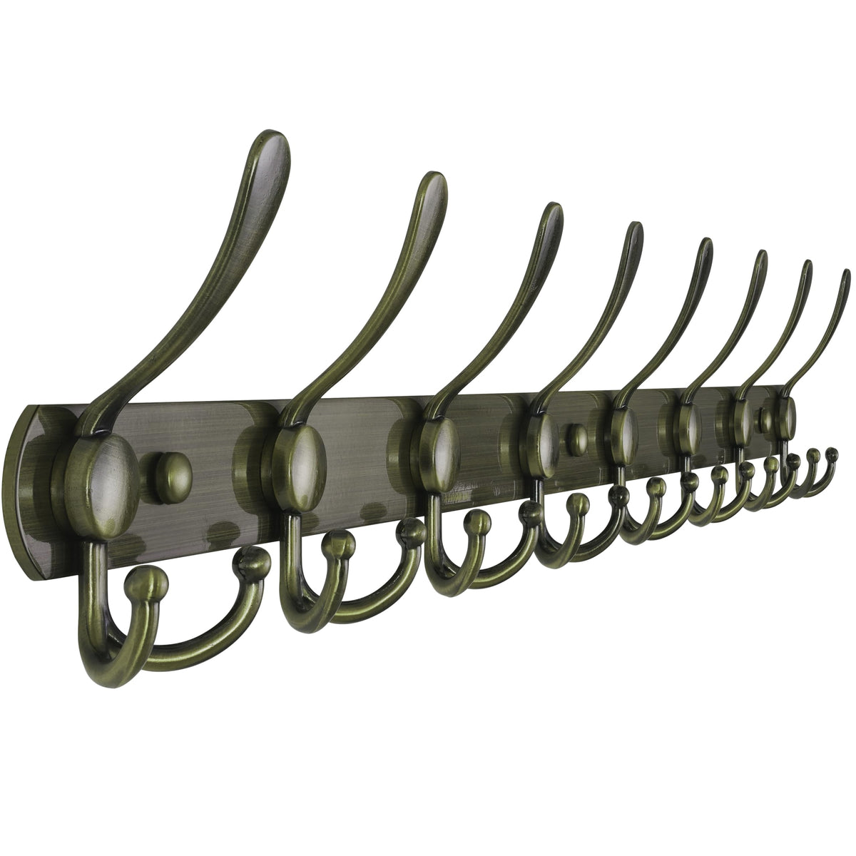 Dseap Coat Rack Wall Mounted - 5 Tri Hooks, Heavy Duty, Stainless Steel, Metal Coat Hook Rail for Coat Hat Towel Purse Robes Mudroom Bathroom Entryway (Black, 2 Packs)